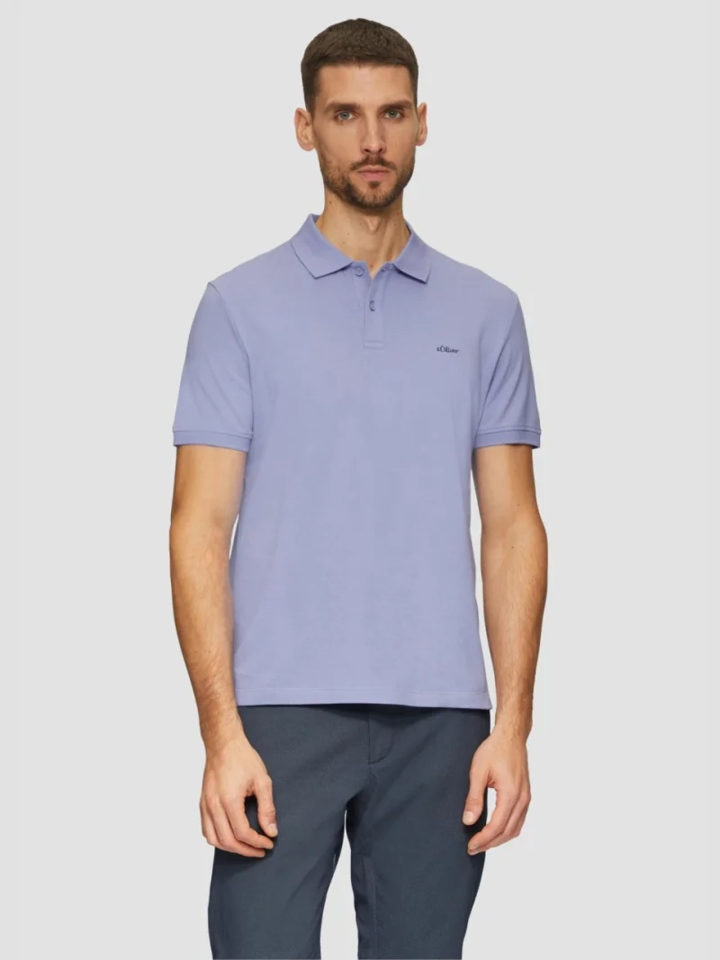 s.Oliver Tricou polo barbati, din bumbac cu croiala Regular Fit, logo, Lila (SELECTATI MARIMEA: S)