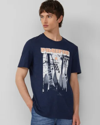 s.Oliver Tricou barbati cu decolteu la baza gatului, Regular Fit din bumbac, Bleumarin (SELECTATI MARIMEA: S)