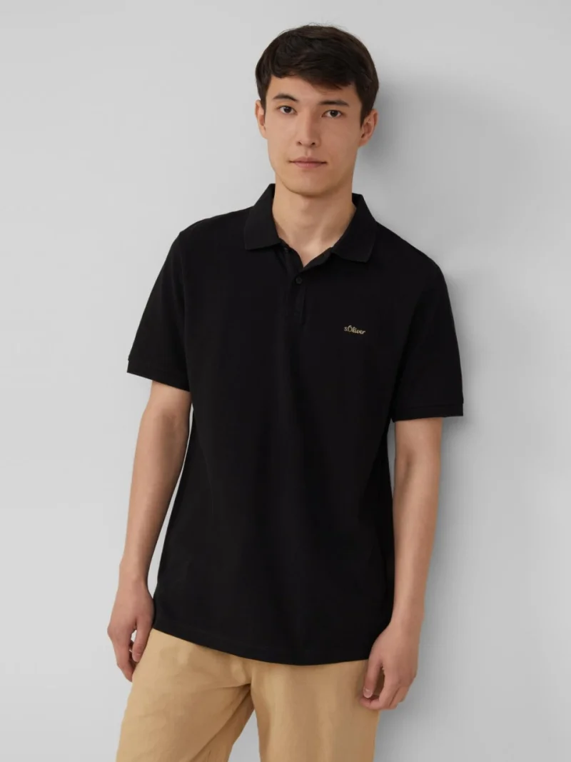 s.Oliver Tricou polo barbati, Regular fit din bumbac, Negru (SELECTATI MARIMEA: M)