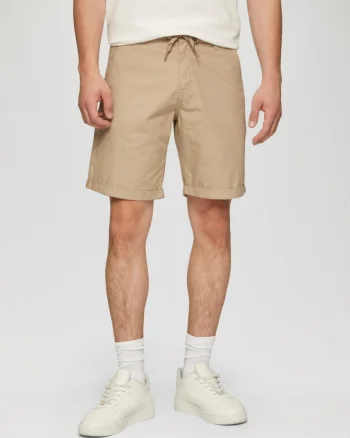 Q/S by s.Oliver Pantaloni scurti barbati chino, Jhon cu croiala Regular fit si talie medie, Crem (SELECTATI MARIMEA: 29)