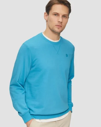 s.Oliver Bluza simpla barbati din amestec de bumbac si viscoza, Regular fit, Albastru deschis (SELECTATI MARIMEA: S)
