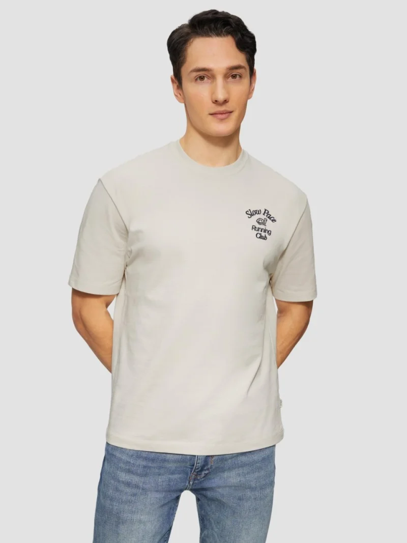 s.Oliver Tricou barbati cu decolteu la baza gatului, Regular fit, din jerse de bumbac, Crem (SELECTATI MARIMEA: 2XL)