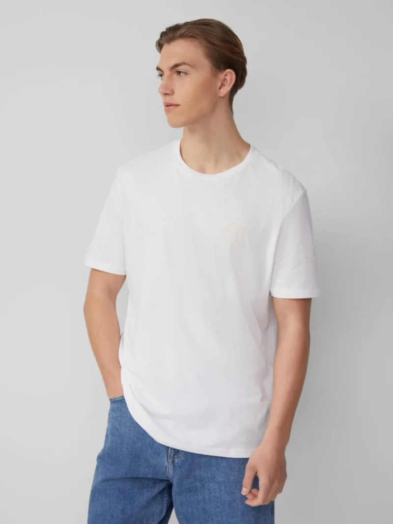 Q/S by s.Oliver Tricou barbati cu imprimeu, decolteu la baza gatului, Regular fit, Alb (SELECTATI MARIMEA: S)