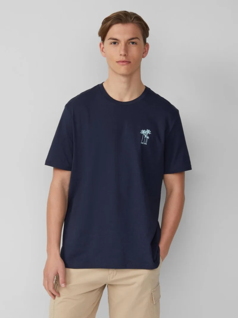 Q/S by s.Oliver Tricou barbati cu imprimeu, decolteu la baza gatului, Regular fit, Bleumarin inchis (SELECTATI MARIMEA: S)