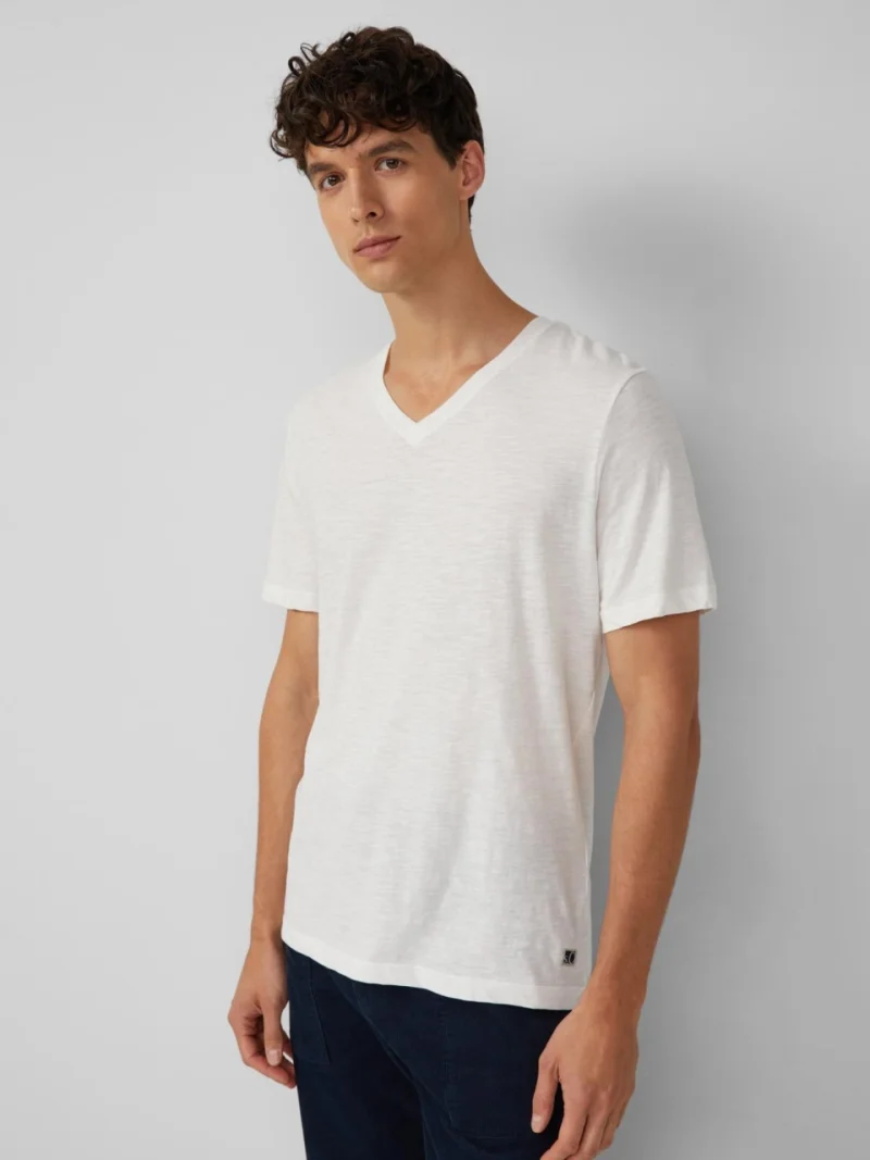 s.Oliver Tricou barbati cu decolteu in V, Regular fit, din bumbac, Alb (SELECTATI MARIMEA: S)