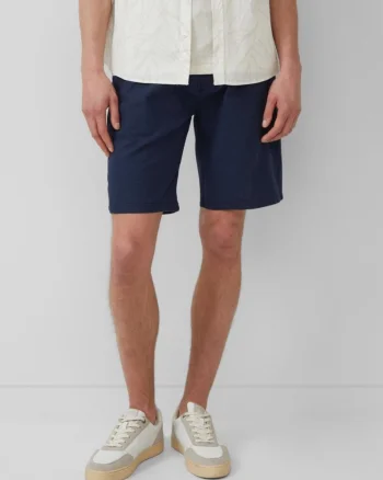 s.Oliver Pantaloni scurti barbati chino, Detroit, din amestec de in si bumbac, Regular Fit, Bleumarin inchis (SELECTATI MARIMEA: 31)