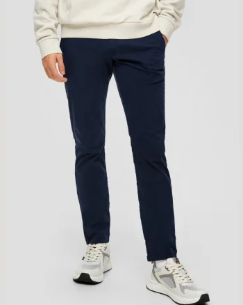 Q/S by s.Oliver Pantaloni chino barbati cu talie medie si croiala Slim fit, Bleumarin inchis (SELECTATI MARIMEA: 28, SELECTATI LUNGIMEA: 32)