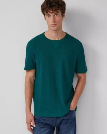 s.Oliver Tricou barbati cu structura din fire, decolteu la baza gatului, Verde inchis (SELECTATI MARIMEA: S)