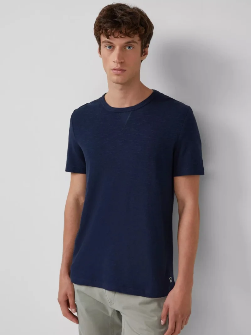 s.Oliver Tricou barbati cu structura din fire, decolteu la baza gatului, Bleumarin inchis (SELECTATI MARIMEA: S)