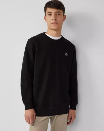 s.Oliver Bluza barbati, cu decolteu la baza gatului, logo, Negru (SELECTATI MARIMEA: M)