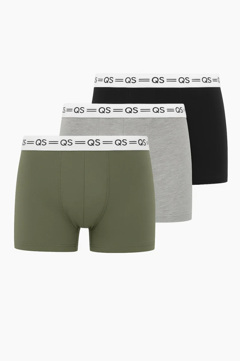 Q/S by s.Oliver Underwear barbati Set 3 perechi de boxeri, Verde pudrat (SELECTATI MARIMEA: S)