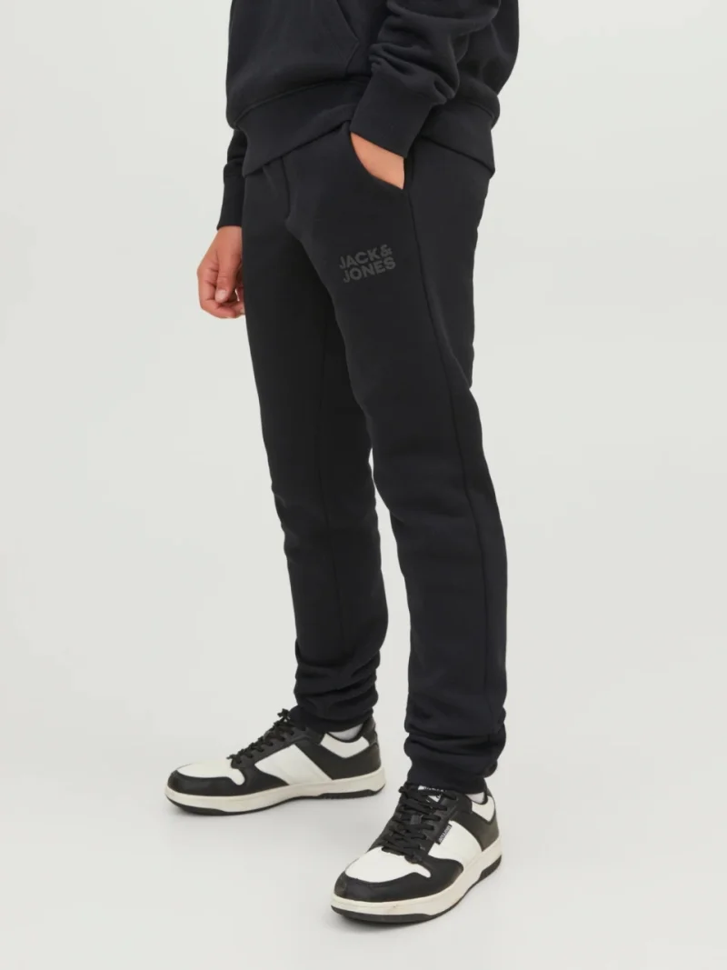 Jack & Jones Pantaloni lungi de trening, baieti, cu talie medie, Relaxed fit, Negru (SELECTATI MARIMEA: 176 cm)