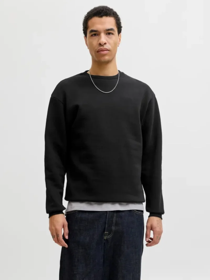 Jack & Jones Bluza barbati, simpla cu decolteu la baza gatului, Negru (SELECTATI MARIMEA: XS)