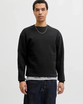 Jack & Jones Bluza barbati, simpla cu decolteu la baza gatului, Negru (SELECTATI MARIMEA: XS)