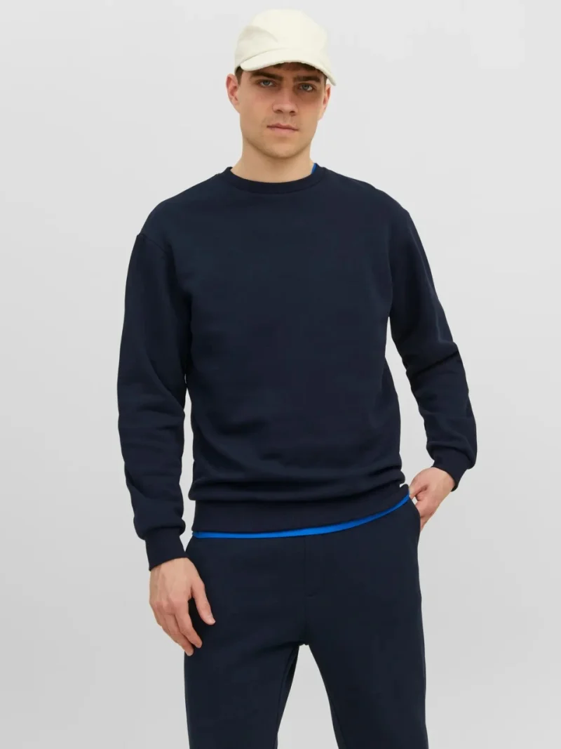 Jack & Jones Bluza barbati, simpla cu decolteu la baza gatului, Bleumarin inchis (SELECTATI MARIMEA: S)