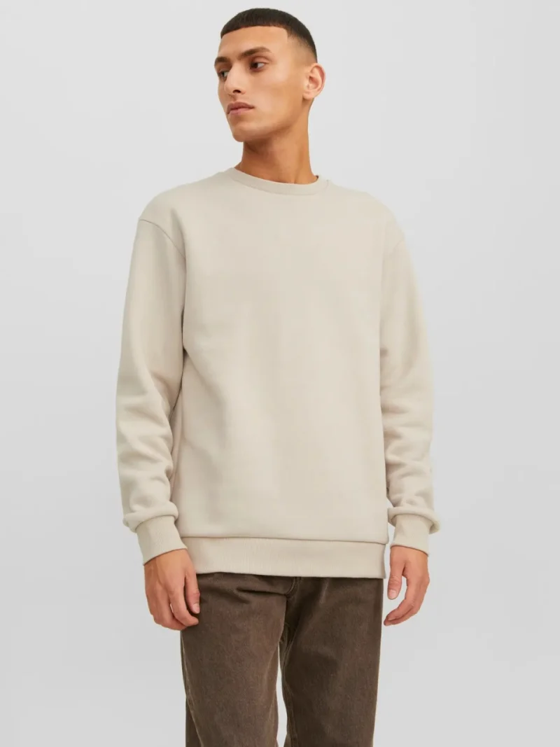 Jack & Jones Bluza barbati, simpla cu decolteu la baza gatului, Bej (SELECTATI MARIMEA: S)