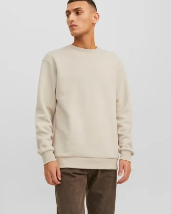 Jack & Jones Bluza barbati, simpla cu decolteu la baza gatului, Bej (SELECTATI MARIMEA: S)
