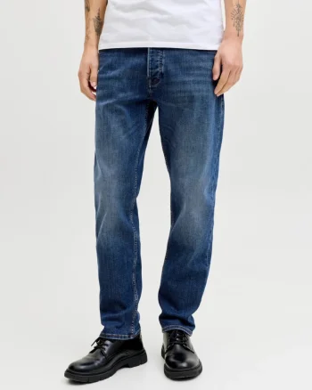 Jack & Jones Blugi barbati, Mike, cu talie medie si croiala Conica, Albastru inchis (SELECTATI MARIMEA: 29, SELECTATI LUNGIMEA: 30)