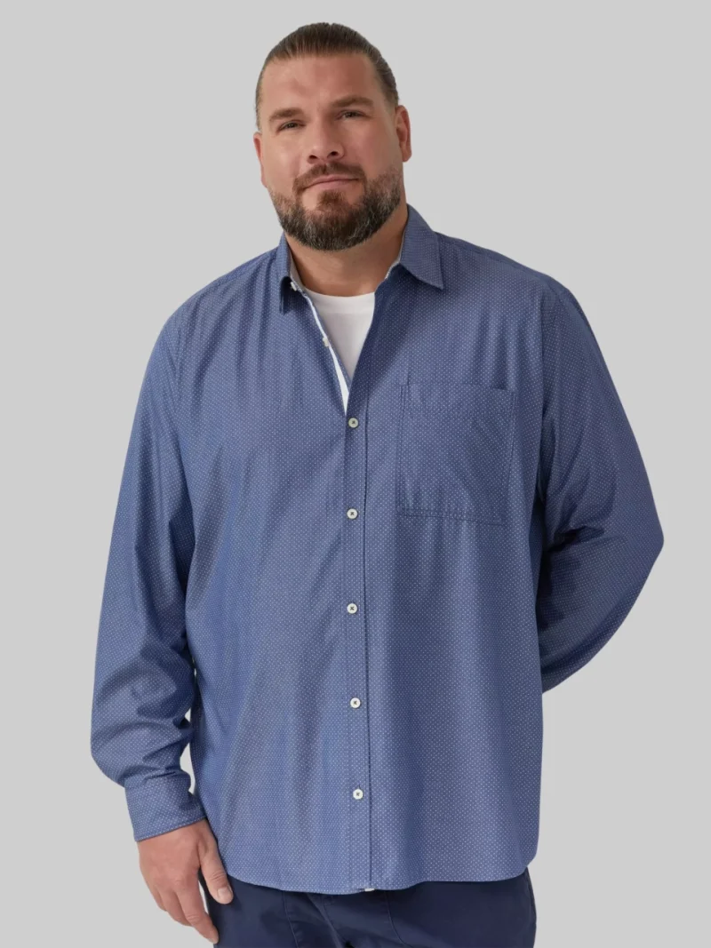 s.Oliver Big Sizes Camasa barbati big sizes, cu imprimeu cu buline si croiala Regular fit, Albastru inchis (SELECTATI MARIMEA: 4XL)