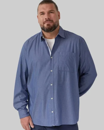 s.Oliver Big Sizes Camasa barbati big sizes, cu imprimeu cu buline si croiala Regular fit, Albastru inchis (SELECTATI MARIMEA: 4XL)