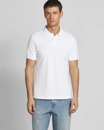 s.Oliver Tricou polo barbati, din 100% bumbac, cu logo, Alb (SELECTATI MARIMEA: M)