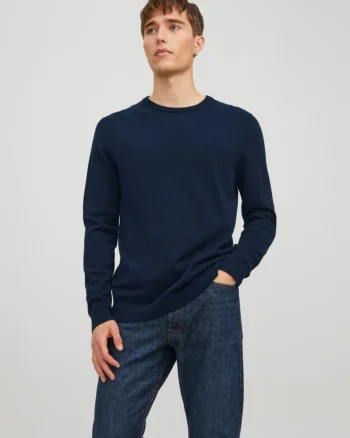 Jack & Jones Pulover barbati cu decolteu la baza gatului, Bleumarin inchis (SELECTATI MARIMEA: S)