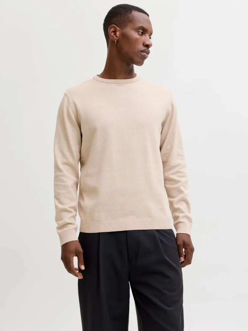 Jack & Jones Pulover barbati cu decolteu la baza gatului, Bej (SELECTATI MARIMEA: XS)