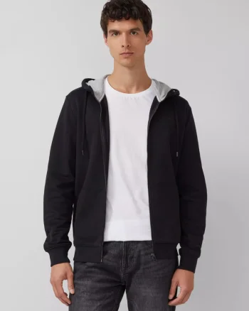 s.Oliver Hanorac barbati cu gluga din molton, Regular fit, Negru (SELECTATI MARIMEA: M)