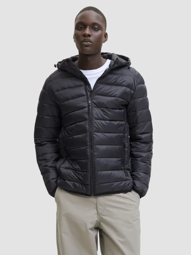 Jack & Jones Jacheta barbati cu gluga, Bradley 12280970, Regular fit, Negru (SELECTATI MARIMEA: XL)