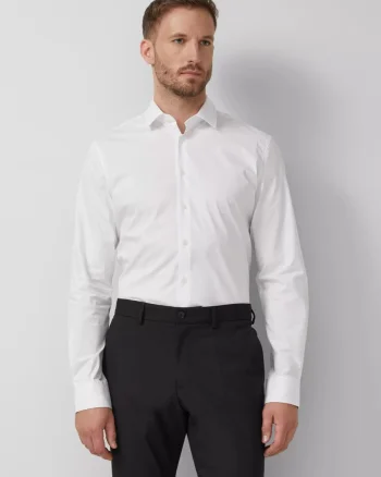 s.Oliver BLACK LABEL, Camasa barbati din amestec de bumbac, cu croiala Tailored fit, Alb (SELECTATI MARIMEA: 38)