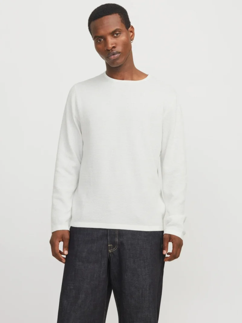 Jack & Jones Pulover tricotat barbati cu decolteu la baza gatului, Alb (SELECTATI MARIMEA: L)
