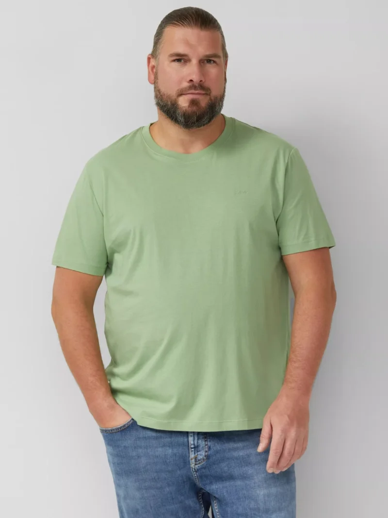 s.Oliver Big Sizes Tricou barbati big sizes, cu decolteu la baza gatului, din bumbac, Verde deschis (SELECTATI MARIMEA: 2XL)