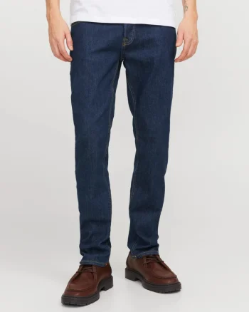 Jack & Jones Blugi barbati GLENN, talie joasa, croiala Slim fit, Albastru inchis (SELECTATI MARIMEA: 31, SELECTATI LUNGIMEA: 34)