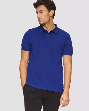 s.Oliver Tricou polo barbati, din bumbac cu croiala Regular Fit, logo, Albastru inchis (SELECTATI MARIMEA: XL)