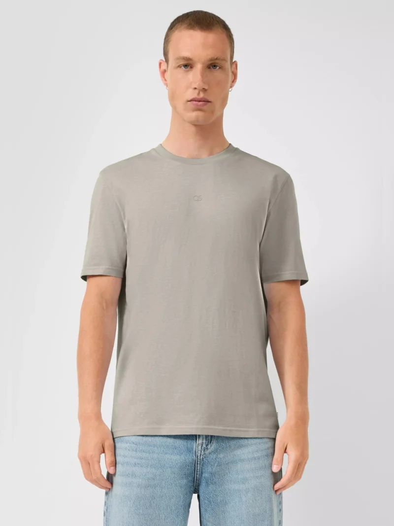 Q/S by s.Oliver Tricou cu maneca scurta, barbati, la baza gatului, croiala Regular Fit, Bej (SELECTATI MARIMEA: L)