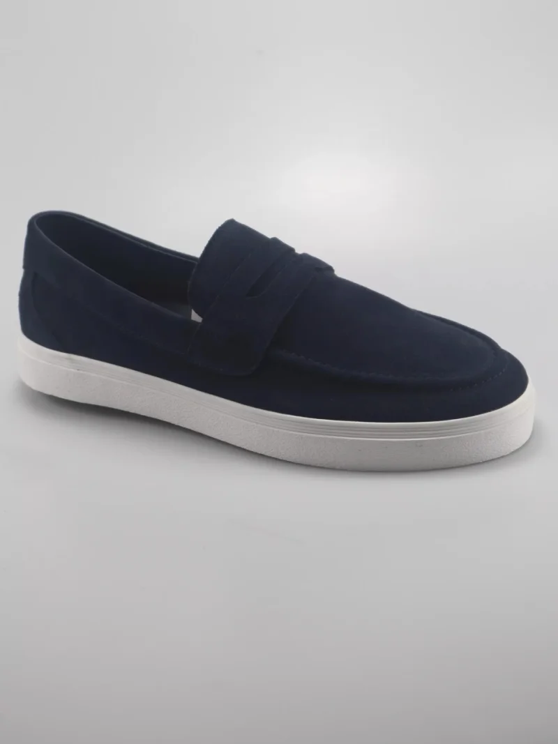 s.Oliver Pantofi casual barbati, fara siret, din piele naturala, intoarsa, Bleumarin inchis (SELECTATI MARIMEA: 44)