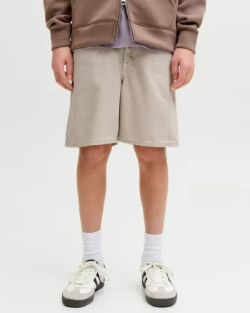 Jack & Jones Pantaloni scurti de blug baieti, cu talie medie, Relaxed fit, Bej (SELECTATI MARIMEA: 128 cm)