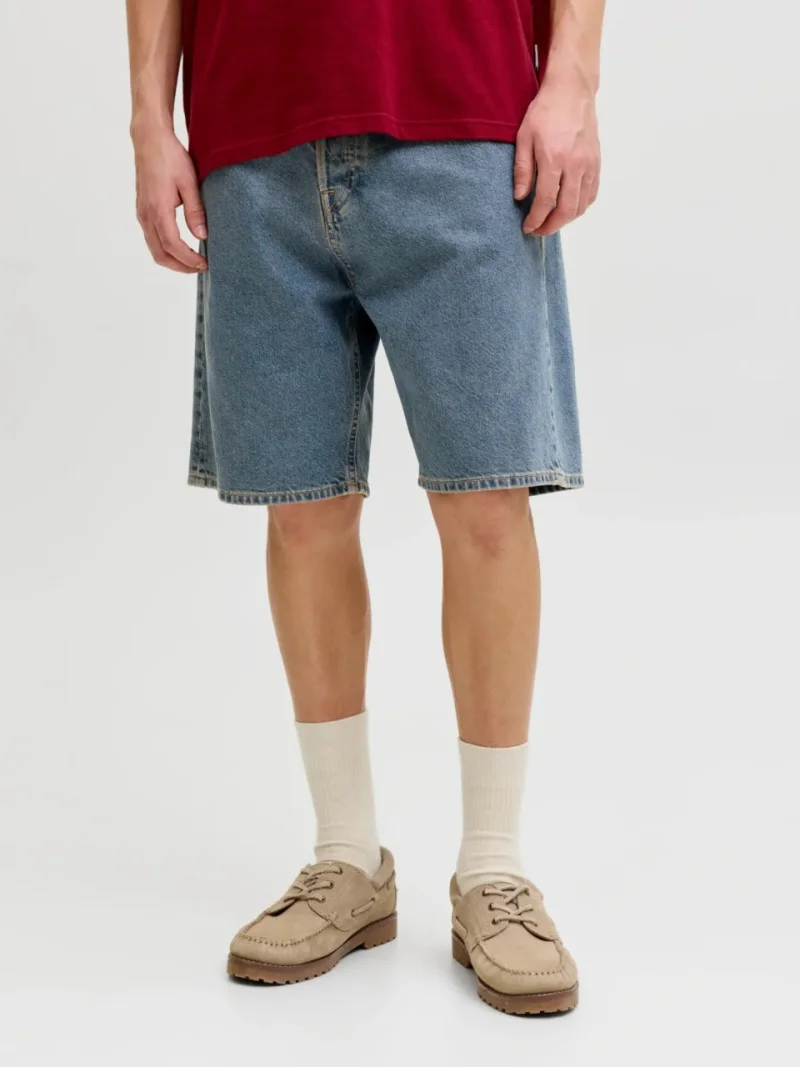 Jack & Jones Pantaloni scurti de blug barbati, cu talie inalta, croiala Regular fit, Albastru (SELECTATI MARIMEA: S)