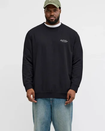 Jack & Jones Plus Bluza barbati big sizes, cu decolteu la baza gatului, Negru (SELECTATI MARIMEA: 2XL)