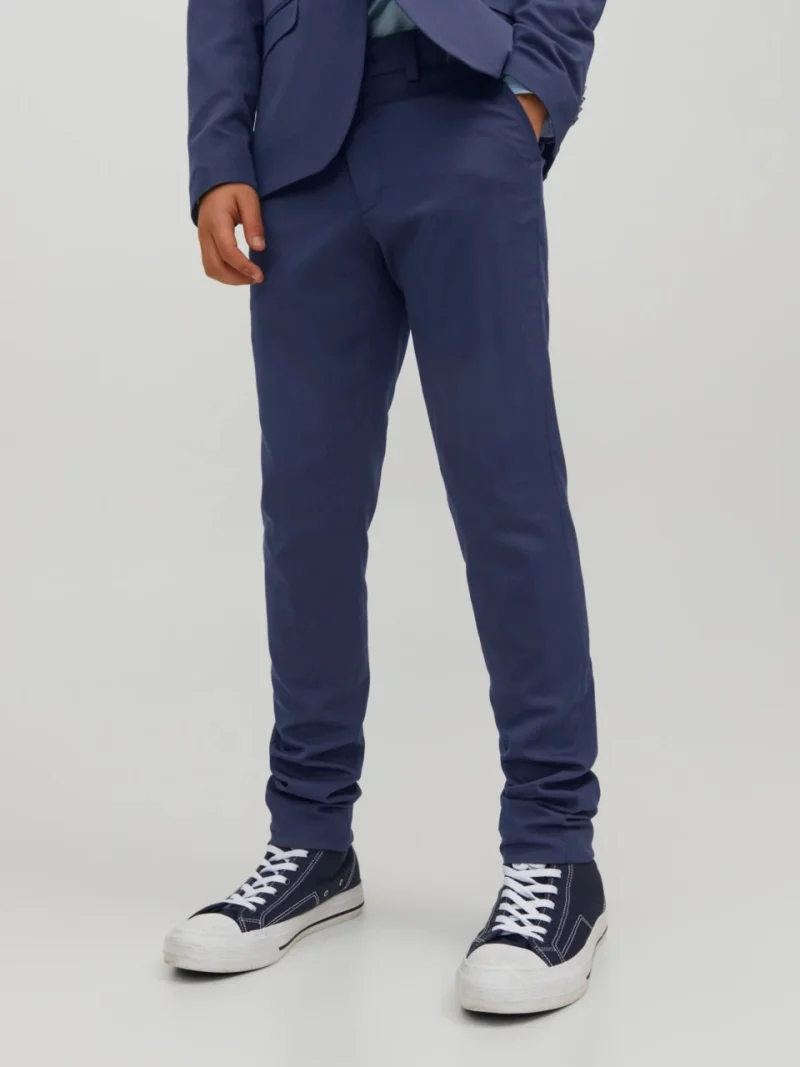 Jack & Jones Pantaloni costum baieti, SOLAR, cu talie medie si croiala Super Slim Fit, Bleumarin (SELECTATI MARIMEA: 134 cm)