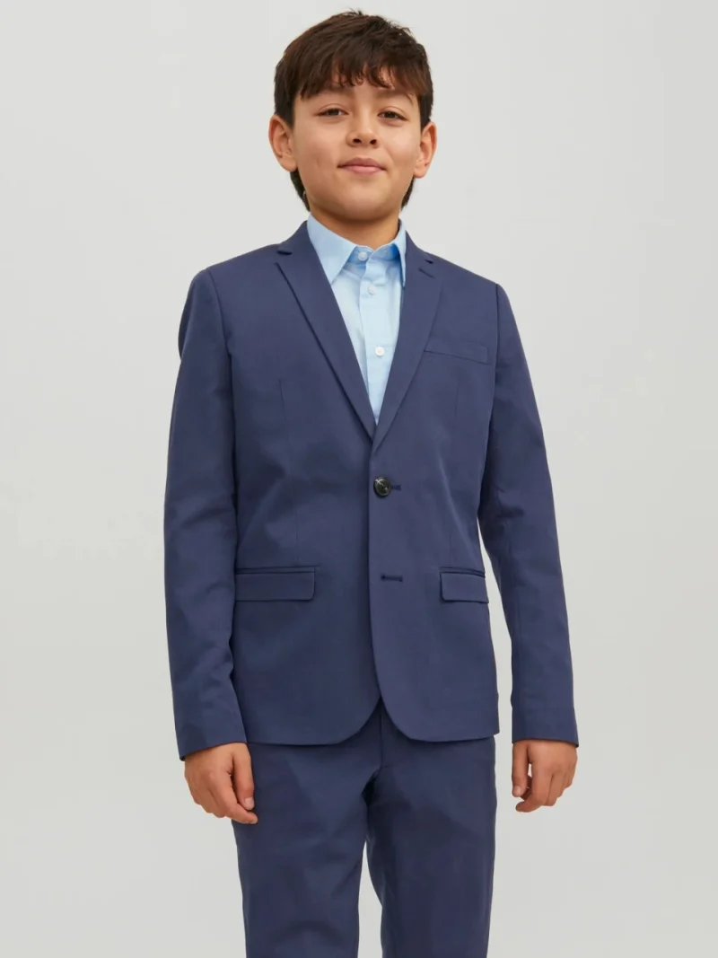 Jack & Jones Sacou costum baieti, SOLAR, croiala Super Slim Fit, Bleumarin (SELECTATI MARIMEA: 158 cm)