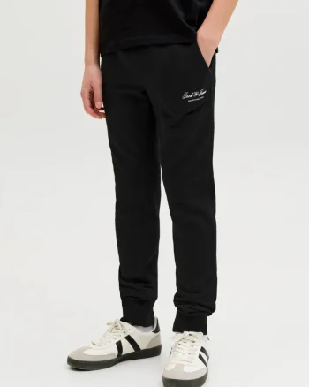 Jack & Jones Pantaloni lungi de trening baieti, cu talie joasa, Regular fit, Negru (SELECTATI MARIMEA: 128 cm)