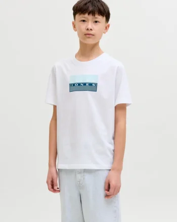 Jack & Jones Tricou baieti, Regular fit la baza gatului, Alb (SELECTATI MARIMEA: 140 cm)