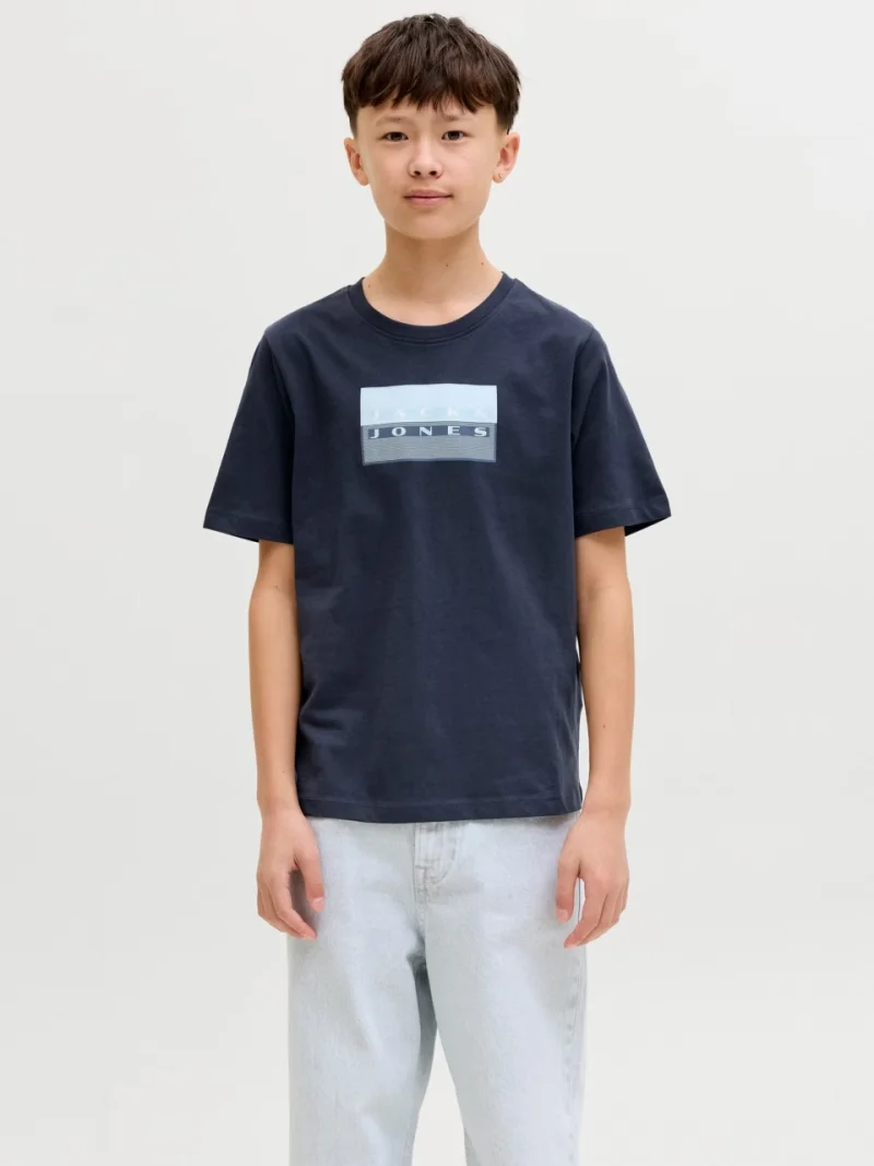 Jack & Jones Tricou baieti, Regular fit la baza gatului, Bleumarin inchis (SELECTATI MARIMEA: 140 cm)