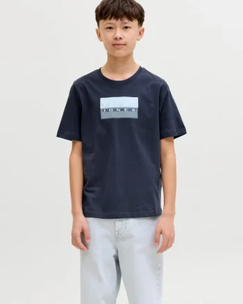 Jack & Jones Tricou baieti, Regular fit la baza gatului, Bleumarin inchis (SELECTATI MARIMEA: 140 cm)