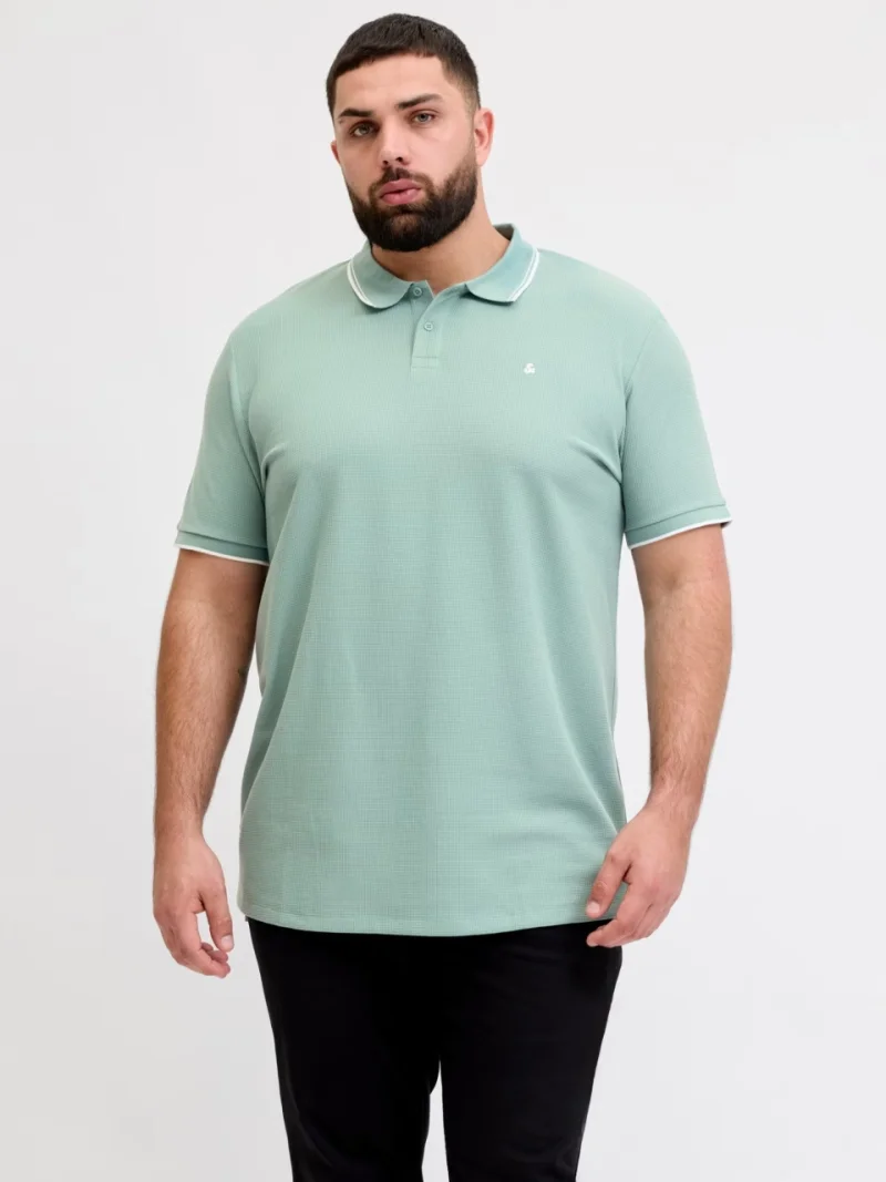 Jack & Jones Plus Tricou polo barbati big sizes, cu logo, Regular fit, Verde deschis (SELECTATI MARIMEA: 4XL)