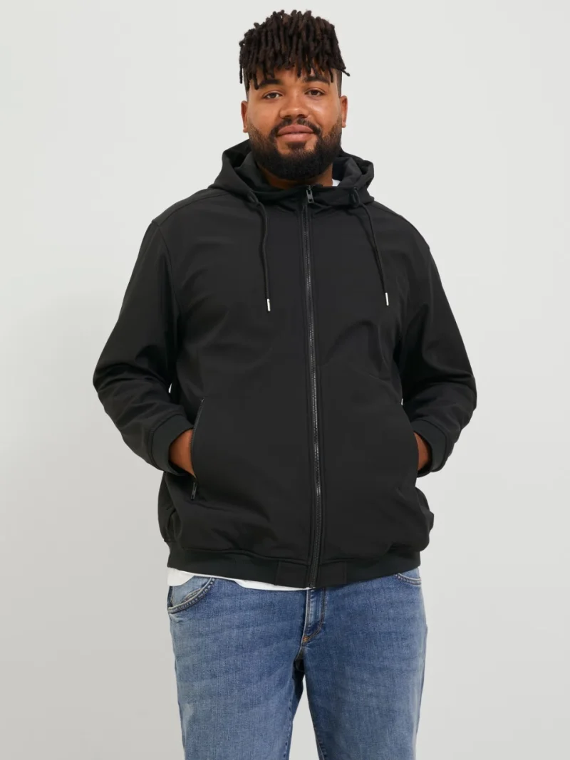 Jack & Jones Plus Jacheta softshell cu gluga barbati big sizes, Negru (SELECTATI MARIMEA: 3XL)