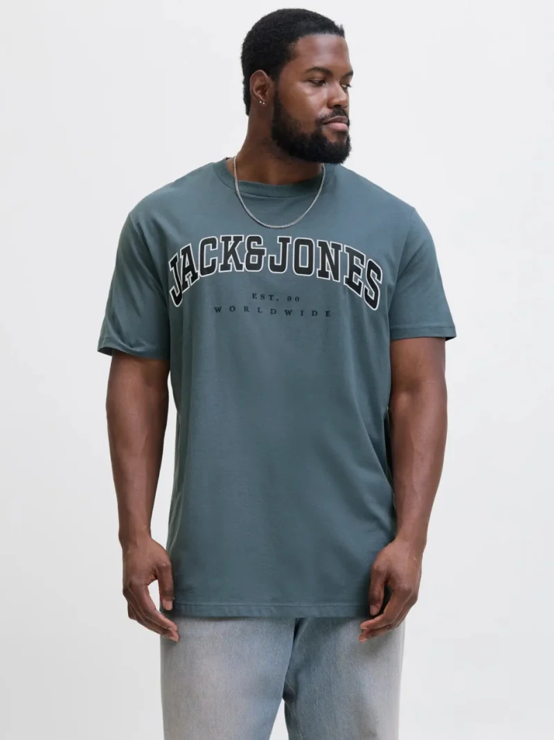 Jack & Jones Plus Tricou barbati big sizes, Relaxed Fit, imprimeu cu logo, Albastru inchis (SELECTATI MARIMEA: 3XL)