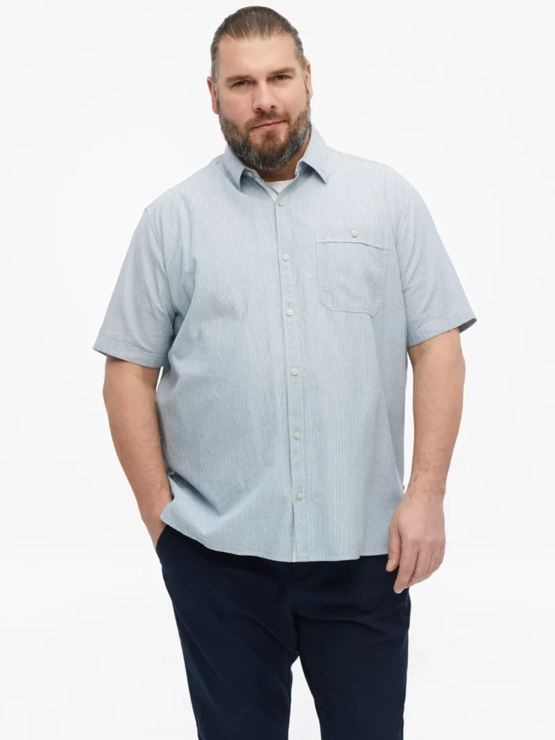 s.Oliver Big Sizes Camasa casual, barbati big sizes, din bumbac, Regular fit, Albastru (SELECTATI MARIMEA: 5XL)