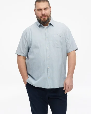 s.Oliver Big Sizes Camasa casual, barbati big sizes, din bumbac, Regular fit, Albastru (SELECTATI MARIMEA: 5XL)